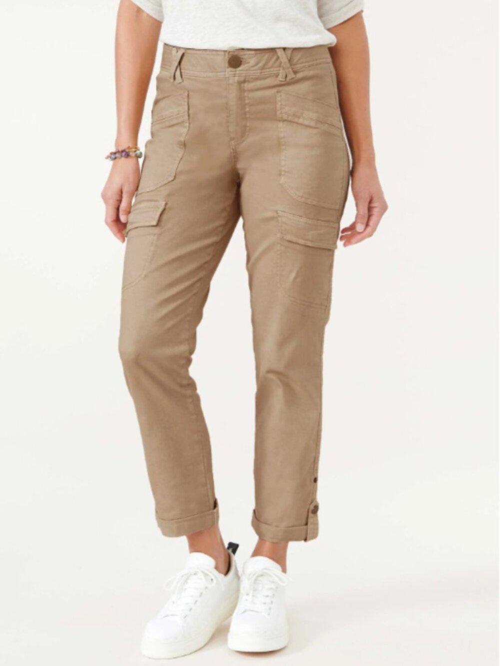 Democracy Ab solution® High Rise Roll Cuff Cargo Utility Pant Tan Sz. 6 NWT